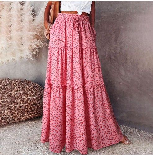 Gonna lunga a vita alta, nuova gonna casual ampia da donna_voghion.com