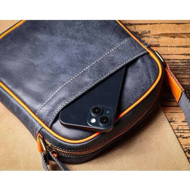 Borsa a tracolla vintage in pelle da uomo, borsa a tracolla minimalista per tablet da 7,9 pollici_voghion.com
