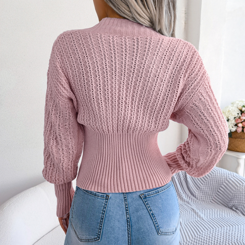 Abbigliamento donna Ins stile reale autunno e inverno maglione pullover con scollo a V e maniche a pipistrello in vita stazione indipendente abbigliamento donna_voghion.com