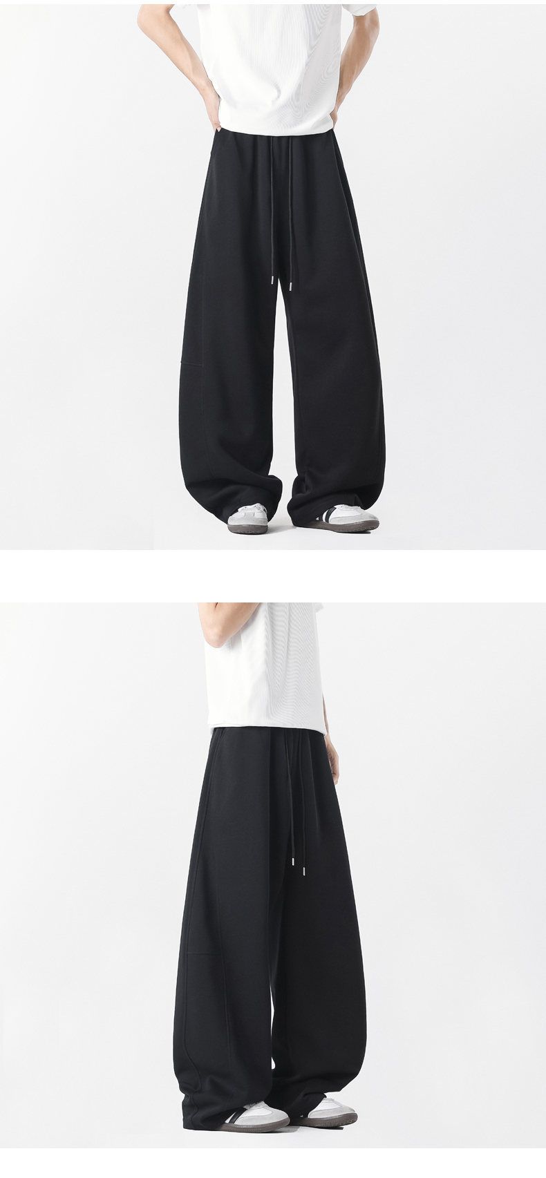 Herren-Premium-Jogginghose aus gebürstetem Material – 65 % Baumwolle, 35 % Polyester (Grau/Schwarz/Marineblau/Blumengrau, Größen S-3XL)_voghion.com