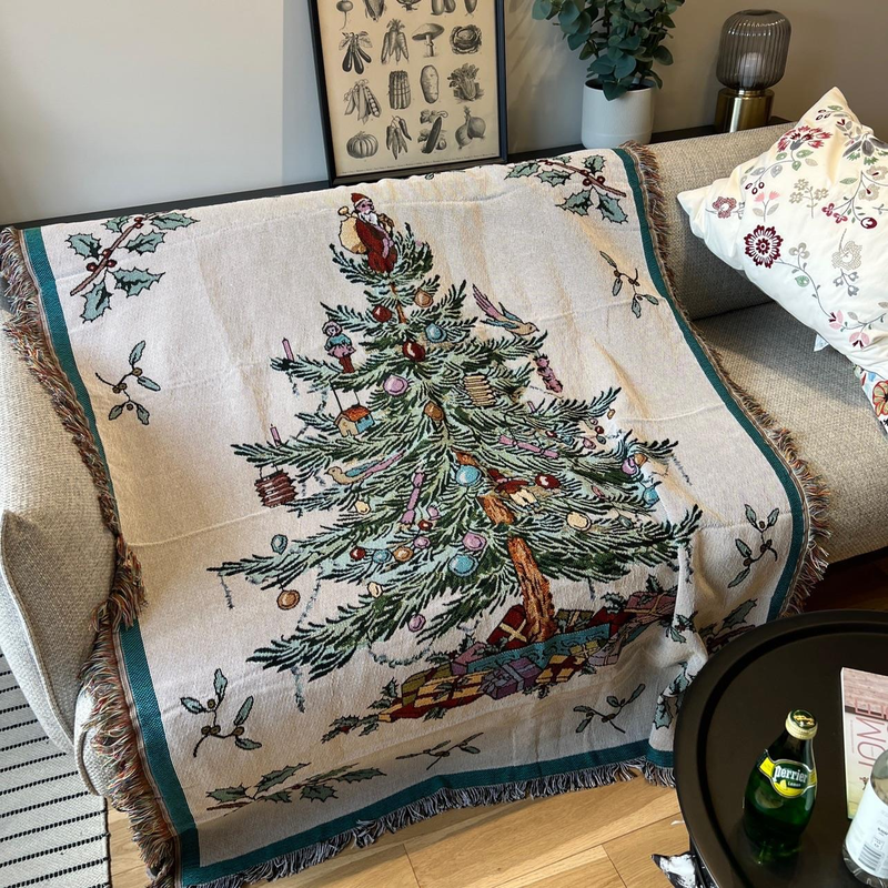 American Merry Christmas Christmas Tree Decorative Blanket Blanket_voghion.com