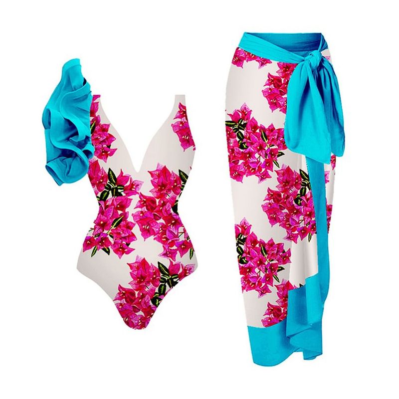 Maillot de bain une pièce imprimé pour femme, rétro français, slim, couvrant le ventre_voghion.com