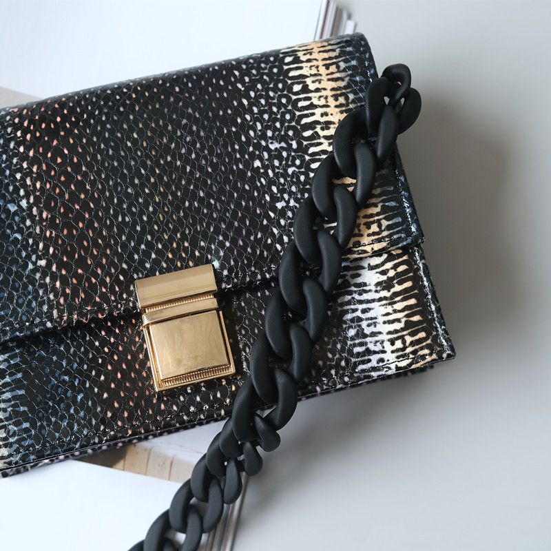 Women's Fashion Colorful Acrylic Resin Chain, Color-Block Handmade Detachable Lacquer Fishbone Decorative Chain_voghion.com