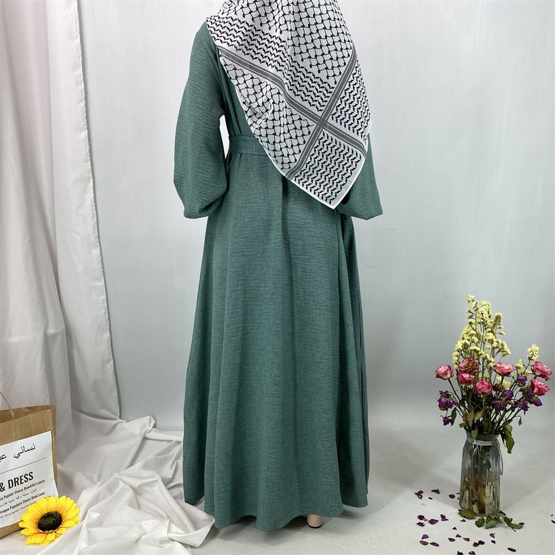 Elegantes muslimisches Abaya-Kleid – schlichtes, lockeres, langes Kleid (atmungsaktives Gewebe – perfekt für den Dubai-/Türkei-Stil)_voghion.com