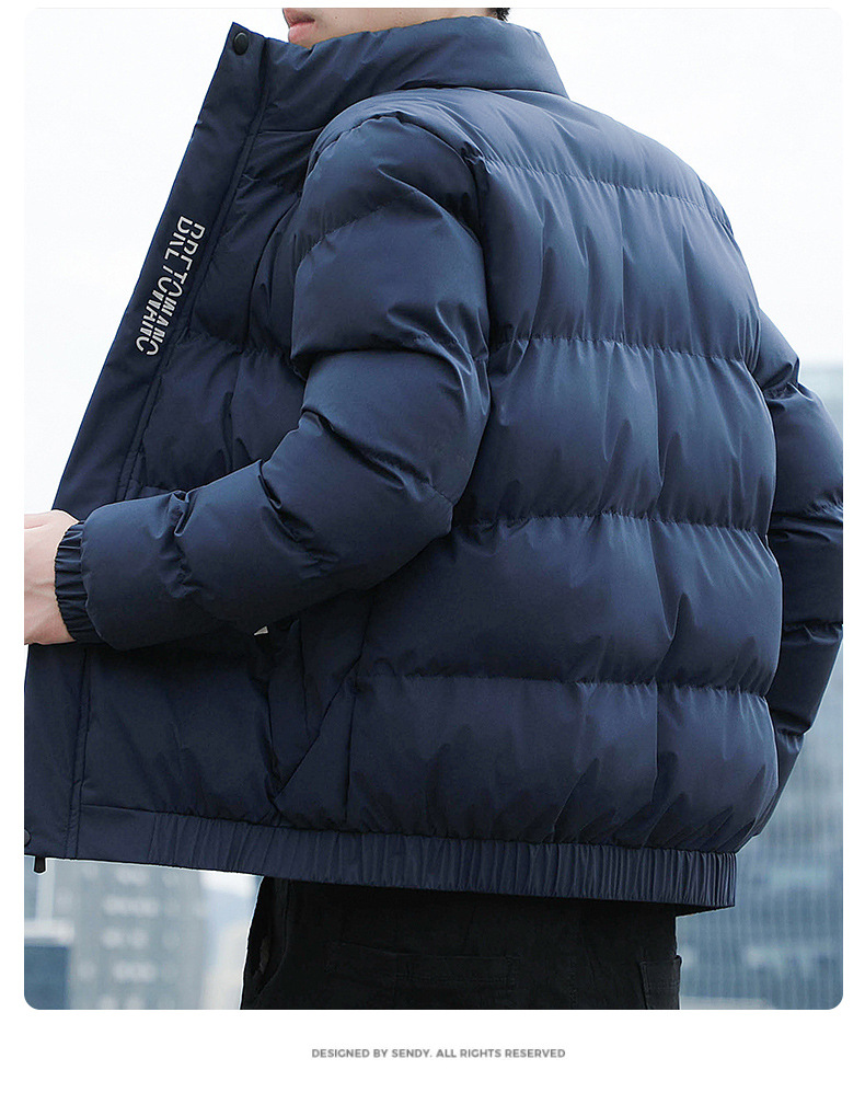 Veste matelassée en coton décontractée imprimée à la mode pour hommes avec manteau chaud à col montant_voghion.com