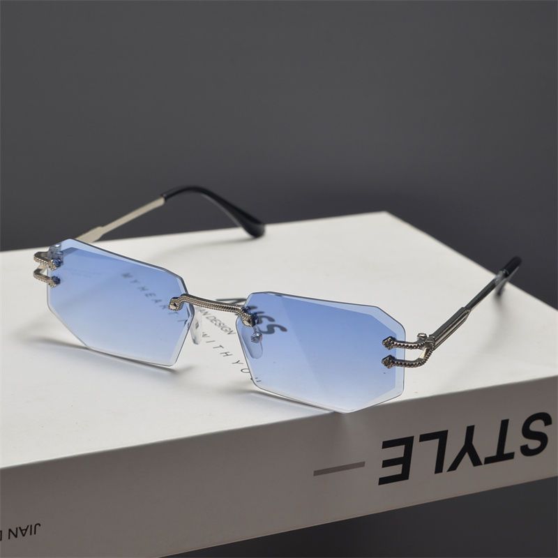 Sommer Rechteckige Randlose Sonnenbrille Modetrend Sonnenbrille_voghion.com