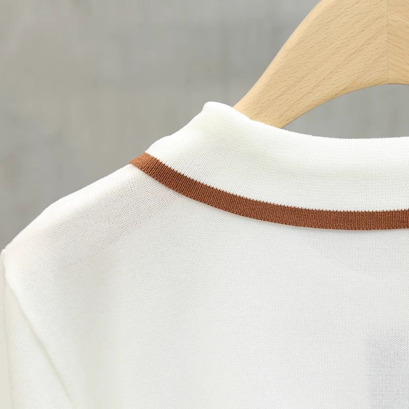 Pánské oblečení Lehké luxusní retro high-end barevně sladěné kapsy s krátkým rukávem Polo pánské letní tenké úzké klopové pruhované tričko s polovičním rukávem_voghion.com