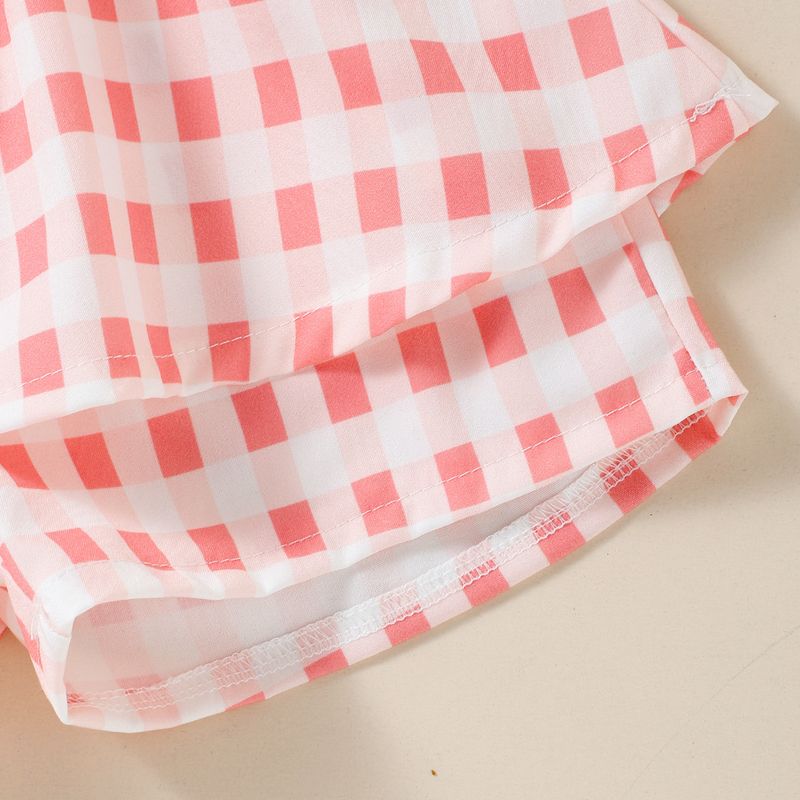 Kleidung fabrik stil sommer kinder zwei farbe hosenträger karierten overall shorts für mädchen set_voghion.com