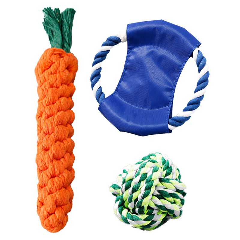 Chew Resistant Knot Small Medium Large Dog Teddy Cotton Rope Toy Ball Pet Supplies_voghion.com