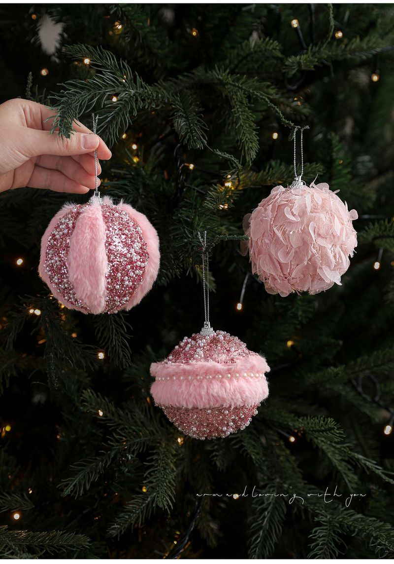 8 cm große, flauschige Schaumstoff-Weihnachtskugeln – Weiche Blütenkugel-Dekoration in Rosa, handgefertigt für Baum, Kränze und DIY-Bastelarbeiten (3er-Pack, leicht, fusselt nicht)_voghion.com