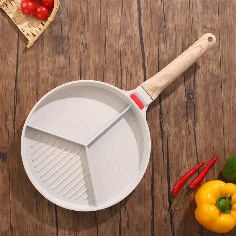 Home Breakfast 2-in-1 Multi-Functional Divided Steak Striped Non-Stick Frying Egg Pan_voghion.com