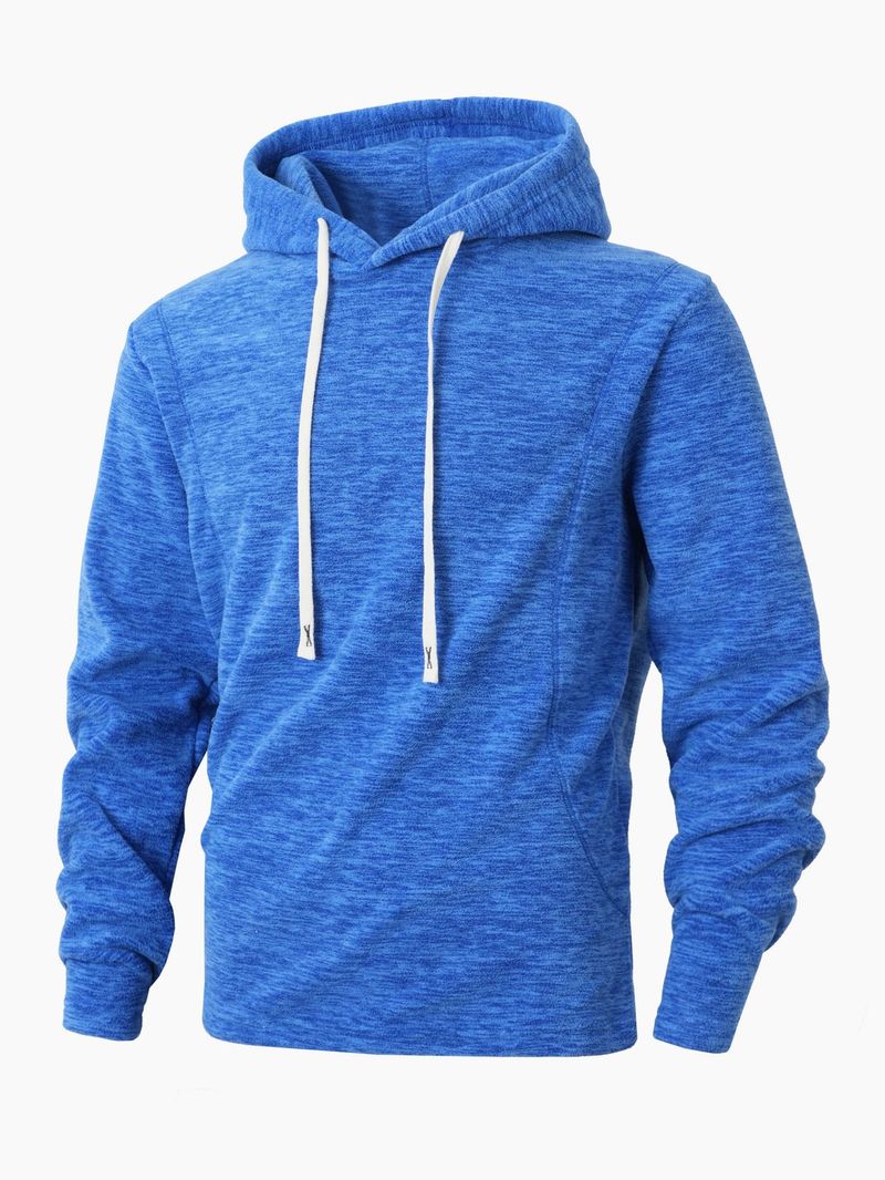 Felpa oversize con cappuccio in pile da uomo – Pullover invernale con tasche laterali (S-2XL, Nero/Blu navy/Antracite/Crema)_voghion.com