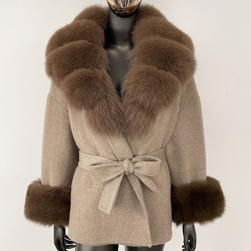 Luxuriöser doppelseitiger Wollmantel mit Fuchspelzkragen – Übergroßer Damen-Wintermantel, eleganter mittellanger Trenchcoat für Freizeit und Büro_voghion.com
