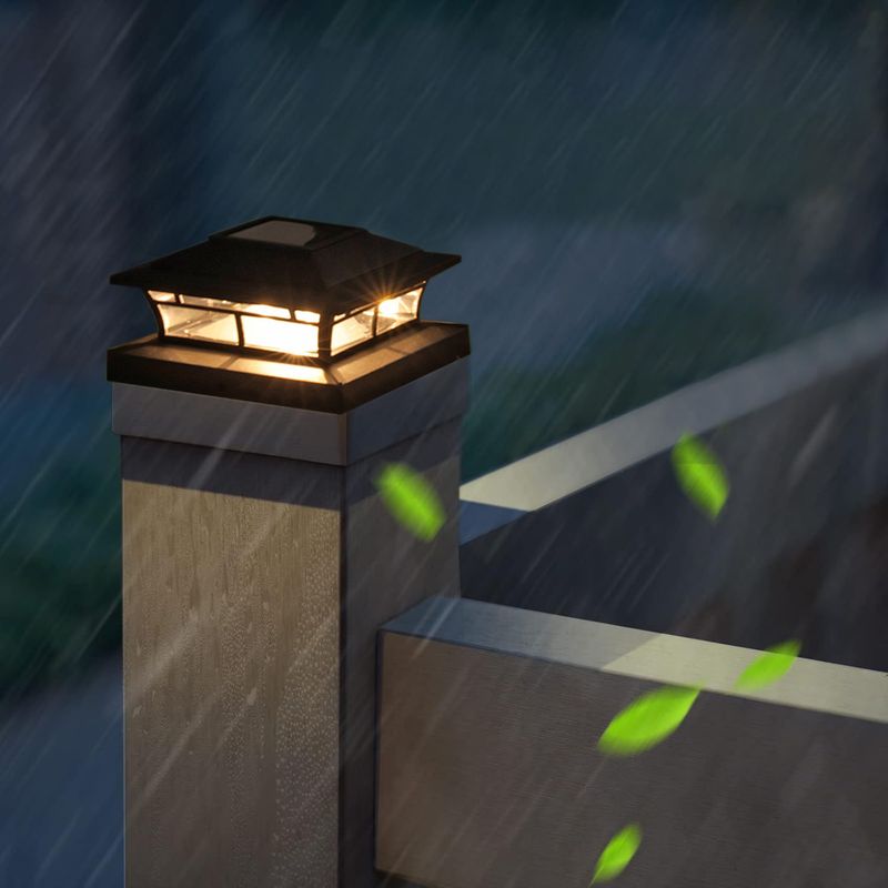 Pilar de iluminação solar LED para áreas externas - Luz quente/branca ajustável para postes de jardim, caminhos e portões (10 W, ABS IP65, modelo DC-101, pacote com 2)_voghion.com