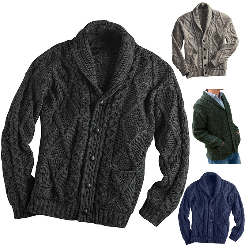 Slim-Fit-Cardigan für Herren – Langärmliger Mantel aus Acrylstrick mit offener Vorderseite, gerippter Saum, unverzichtbar für den urbanen Winter_voghion.com