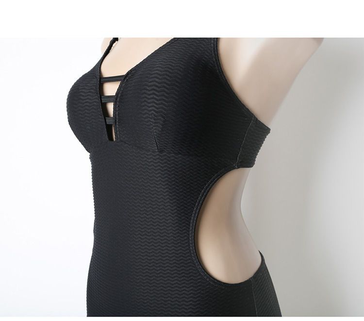 【 Colecția 1311 de oameni 】 Negru pentru femei, sexy și slăbitor, care acoperă burta, într-o singură piesă New Ins Style Hot Spring_voghion.com