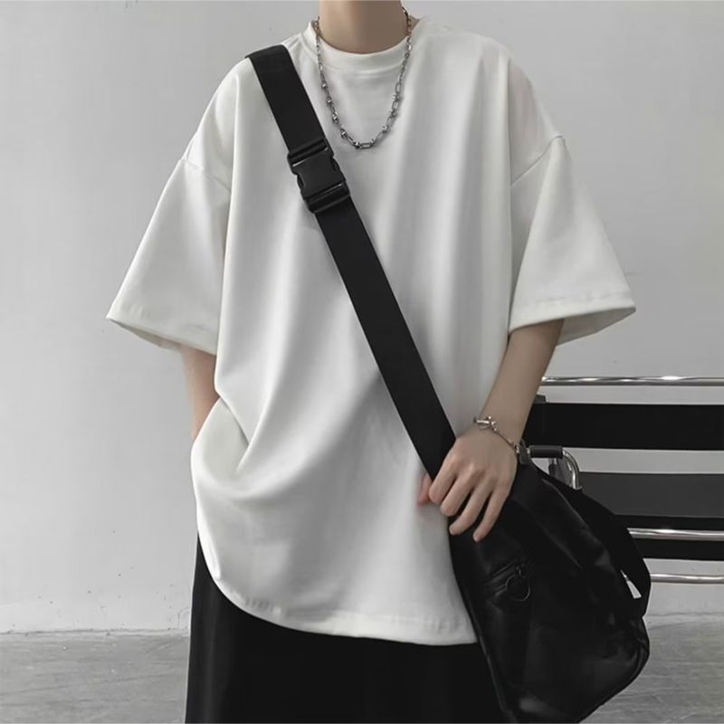 Tricou scurt pentru bărbați de vară, nou, la modă, hip-hop, din piele întoarsă, culoare solidă, cu mânecă jumătate, top de bază_voghion.com