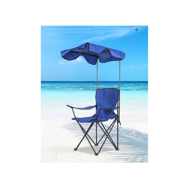 Outdoor Sunshade Beach Portable Armchair With Canopy Leisure Folding Picnic Chair_voghion.com