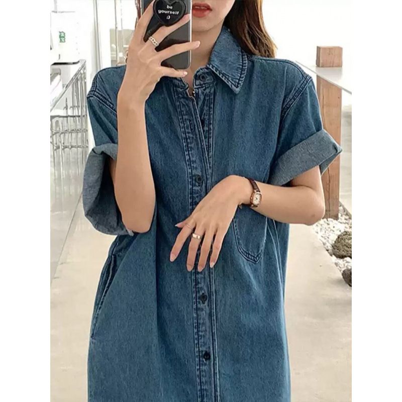 Gonna in denim larga e larga coreana, nuova estate 2025, abito da donna lungo, alto e sottile, di media lunghezza_voghion.com