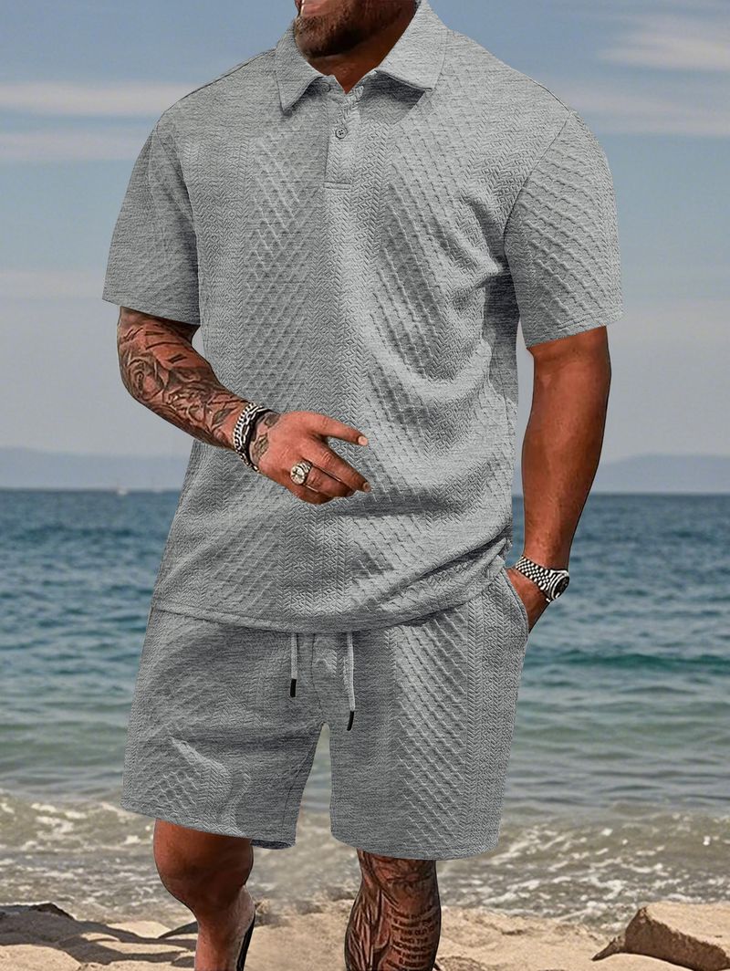 Ropa de verano para hombre, nueva camiseta polo deportiva de manga corta con solapa fina y tejido jacquard para hombre_voghion.com