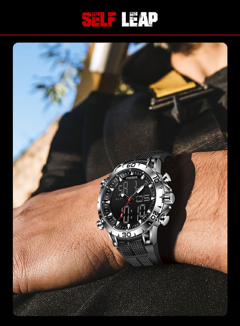 FOXBOX FB0006 – uus multifunktsionaalne kahe ekraaniga kvartselektrooniline liikumise helendav nädala kalender spordikell_voghion.com