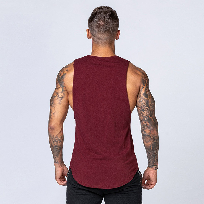 Herren-Fitness-Baumwollweste, atmungsaktives Unterhemd für den Sommersport, schmal geschnittenes, ärmelloses Camisole-Trainingsoberteil_voghion.com