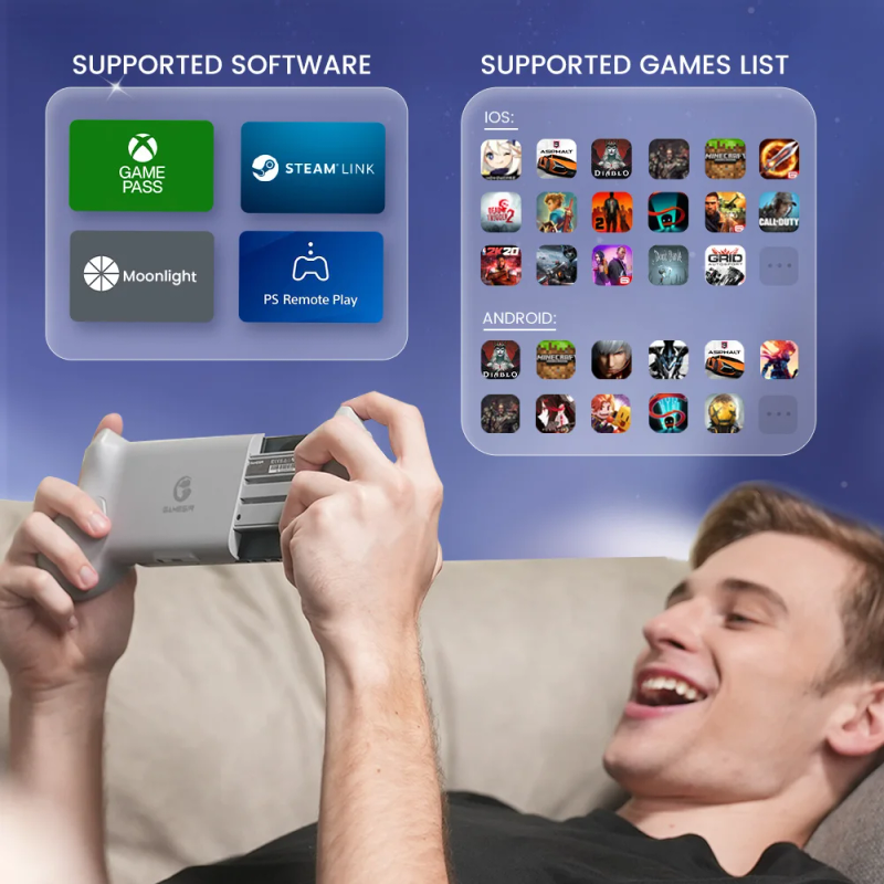 GaSir G8 Galileo mobilusis valdiklis Type C Gapad su Hall Effect Stick, skirtas iPhone 15 Android PS Remote Play Cloud_voghion.com