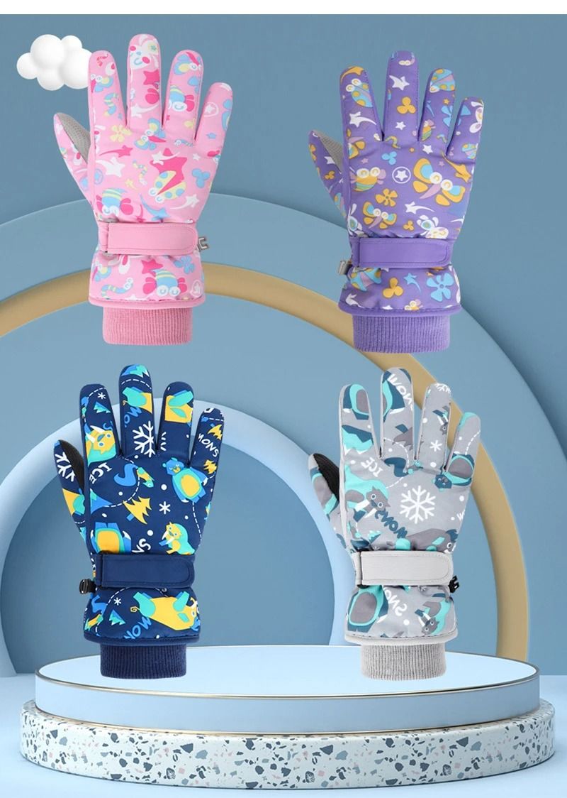 Winter Kinder Skihandschuhe Verdicken Wasserdichte Kinderhandschuhe Snowboard Reiten Schnee Kind Winterhandschuhe für Jungen Mädchen 4-13Y_voghion.com