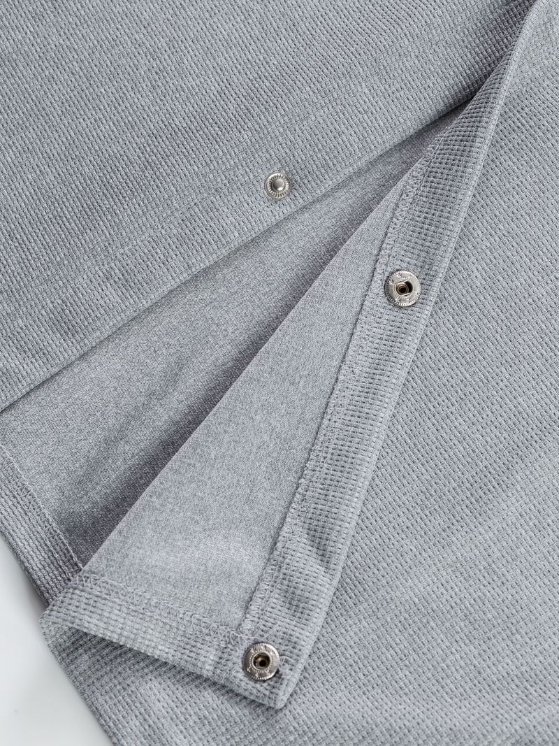 Men's Waffle-Knit Long Sleeve Jacket – Lightweight Casual Open Front Coat With Pockets, Solid Color Loungewear For Fall (S-Xxxl)_voghion.com