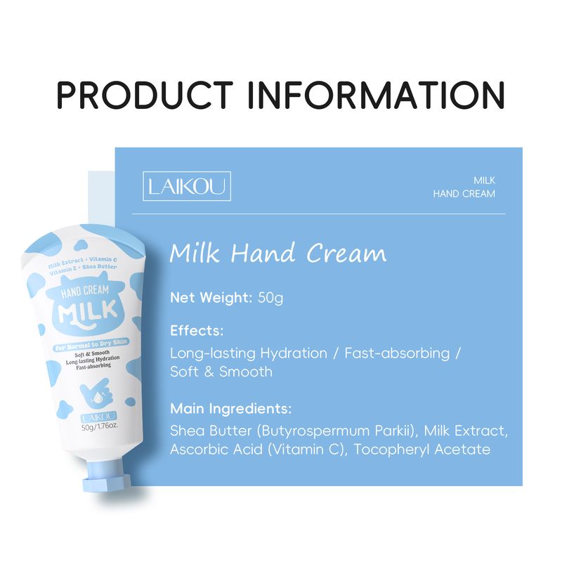 Crema mani al latte LAIKOU 50 g. La crema mani idrata e nutre la pelle delle mani._voghion.com