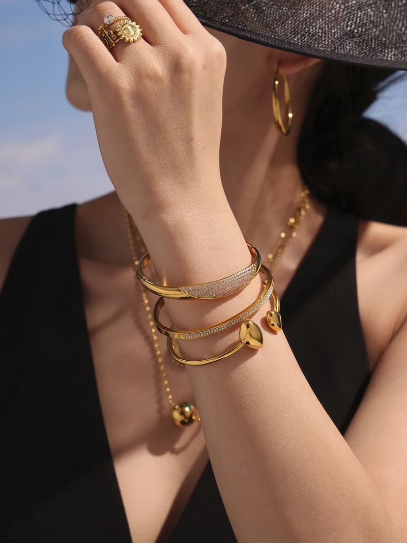 Women's Jewelry 5A Zircon Double Row Full Diamond Buckle Bracelet Fashionable Commuter Bracelet Temperament Stainless Steel Color Preserving Bracelet_voghion.com