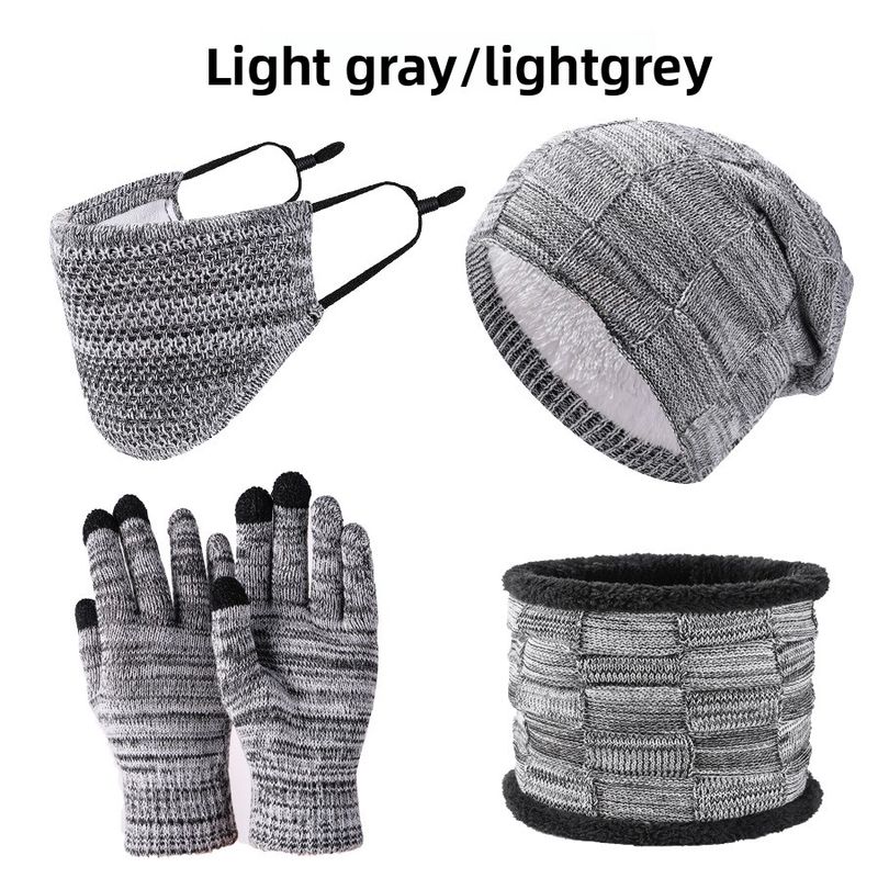 Set di quattro pezzi di cappello, sciarpa, maschera, guanti, caldo e spesso, per uomo e donna, invernale_voghion.com