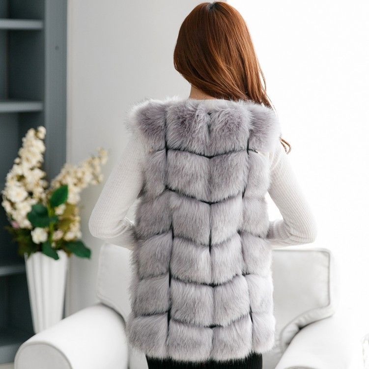 Luxuriöse Weste aus Kunstfuchspelz – Schicke ärmellose Pufferjacke für Damen (mittellang, S-3XL, ethisch und bürotauglich)_voghion.com