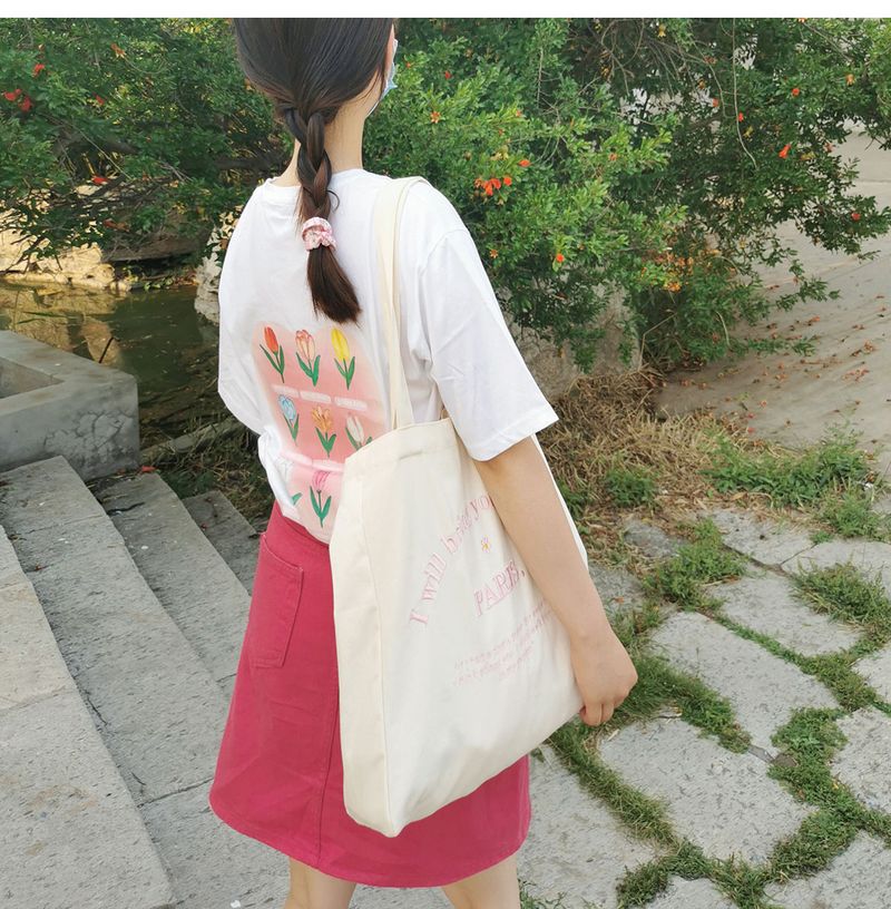 Women's three-dimensional letter embroidered sail large capacity cloth bag_voghion.com