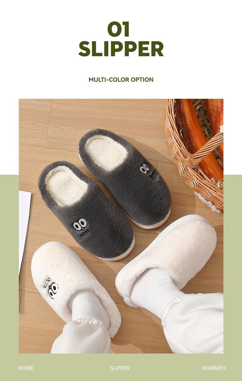 Pantofole da uomo in cotone caldo e soffice, stile cartoon, per la casa, invernali, da donna_voghion.com