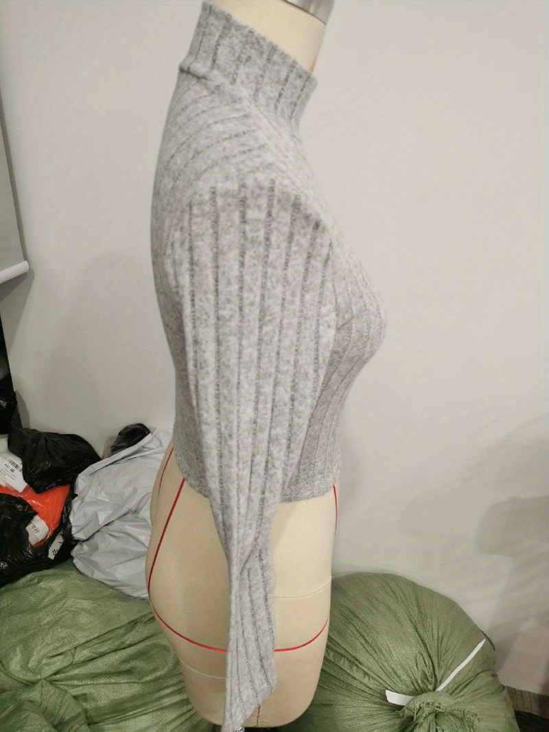 Women's tight fashion solid color pit strip set long sleeve sweater base_voghion.com