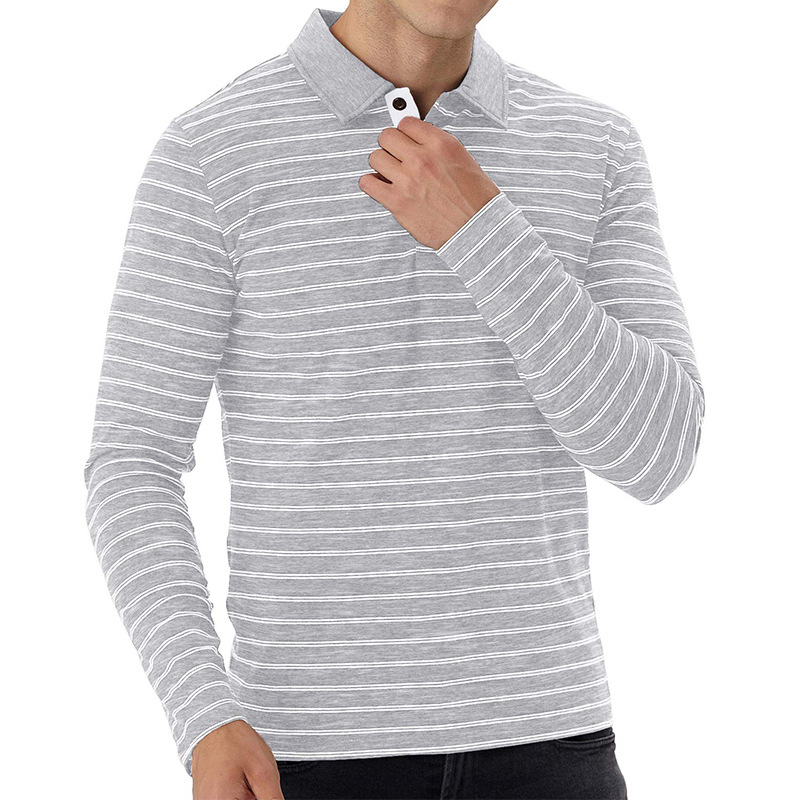 boy Boy 2020 Autumn Winter New Cross-Border Striped Golf Long Sleeve British Style Men's Polo Shirt_voghion.com