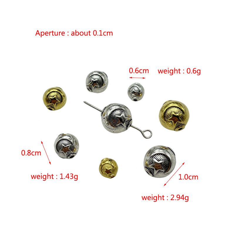 Zinklegierung 6,8,10 mm Antik-Silber, Gold, Mond, Stern, Amulett, Abstandsperle, Zubehör zur Schmuckherstellung_voghion.com