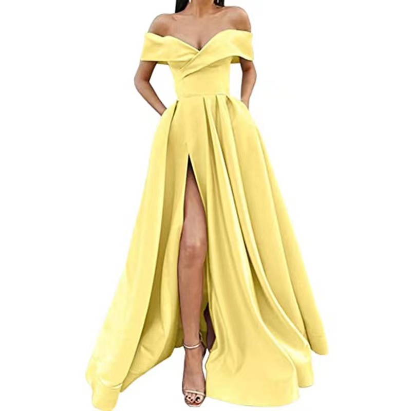 Women's deep V-neck ebay satin multi-color dress_voghion.com