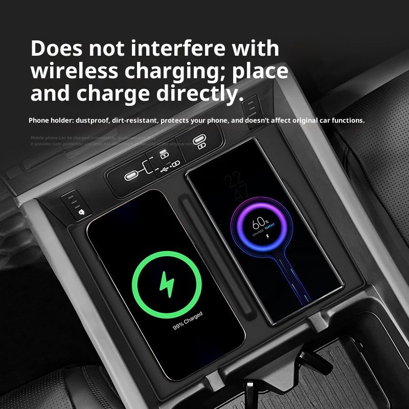 Passend für 24 Santa Fe Modelle: Kabelloses Ladepad aus Silikon, Autoinnenraumzubehör, rutschfeste und staubdichte Matte_voghion.com