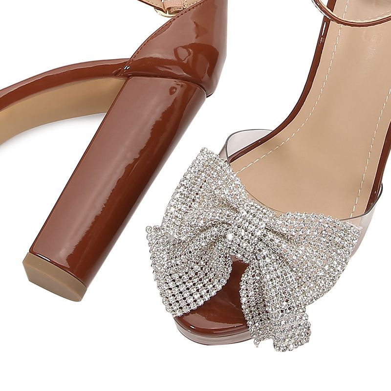 Sandali con tacco alto a farfalla, con punta tonda, aperti, con diamanti, da tavolo, con fiori, grandi, sandali con tacco alto_voghion.com