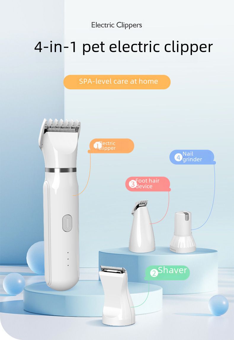 Pet Shaver 4-in-1 suit dog electric clipper pedicure hair clipper cat electric nail grinder_voghion.com