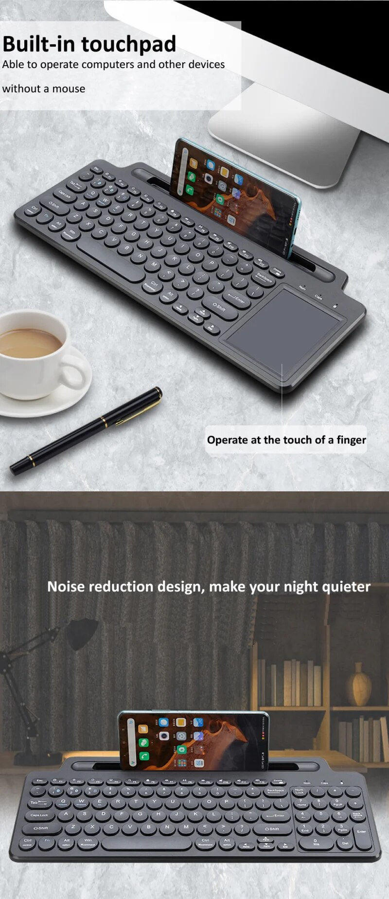 Tastiera wireless, tastiera Bluetooth, mouse, slot per schede, tastierino numerico per Android, iOS, desktop, laptop, PC, gamer_voghion.com