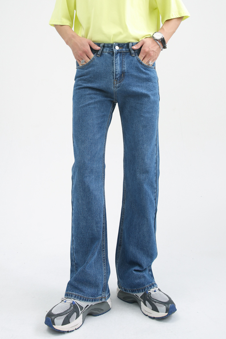 Showing Long Legs, Multi-colored Jeans, Showing Thin Wide Legs, Slightly Pulled, Washed Straight Men_voghion.com
