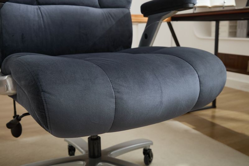 Big And Tall Office Chair 500lbs With Adjustable Lumbar Support, Fabric Executive Computer Chair With 2D Flip-up Armrests, Ergonomic Chair Quiet Rubber Wheels, Extra Wide Seat, Adjustable Headrest_voghion.com