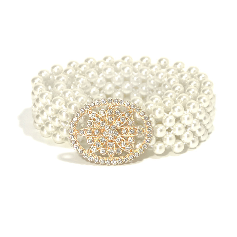 Taobao New Women's Belt Sweet Luxury Dress Decoration Elastic Pearl Wide Waist Chain_voghion.com
