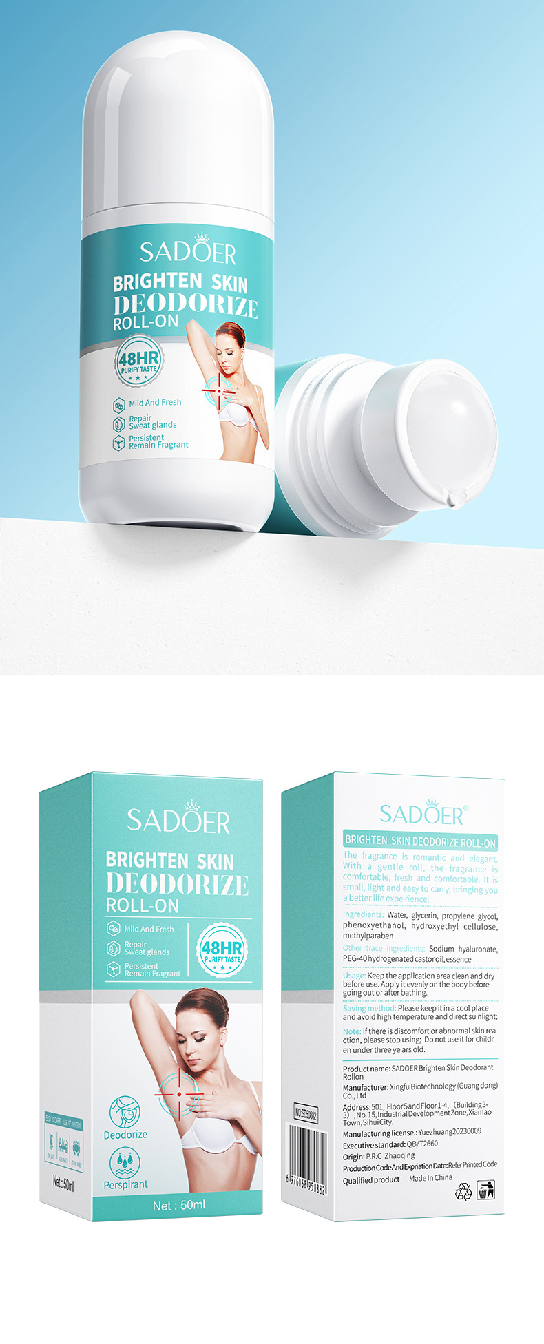 Full English Antiperspirant 50ml SADOER Long-lasting Fragrance Refreshing Non-sticky Roll-on Deodorant_voghion.com
