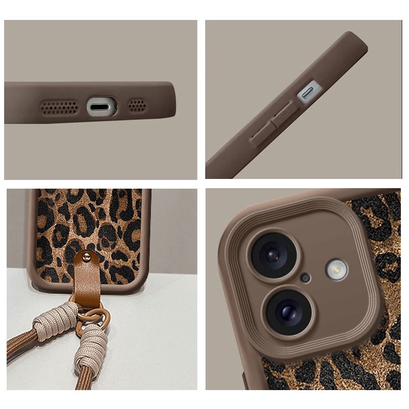 Leopard Print Lanyard Phone Case For IPhone 16 11 12 13 14 15 Pro MAX Plus XS Max XR 7 8 Plus Wrist Strap Soft TPU Cover_voghion.com
