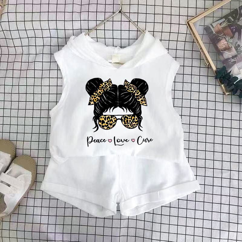 Children's Clothing 2025 New Girls Shorts Suit Hooded Two Piece Korean Style Fashion Cartoon Vest Trend_voghion.com
