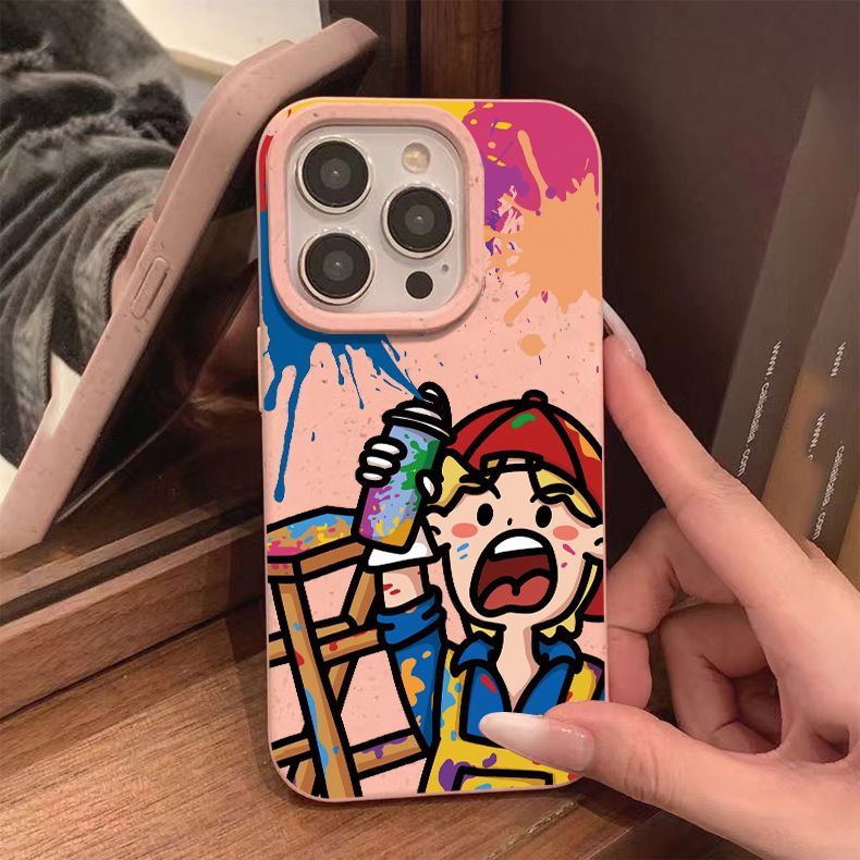 Graffiti Boy IPhone 15 Phone Case 14promax Silicone 13PRO Advanced 12/11/XR Anti Drop_voghion.com
